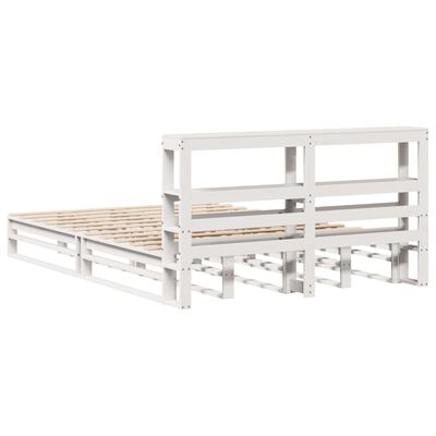 vidaXL Giroletto con Testiera Bianco 120x190 cm Legno Massello di Pino