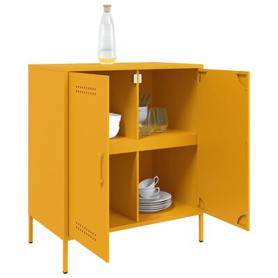 vidaXL Credenza Giallo Senape 68x39x79 cm in Acciaio