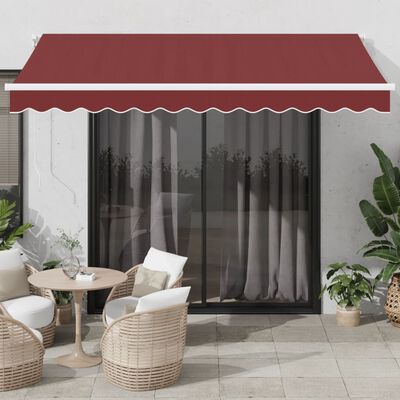 vidaXL Tenda da Sole Retrattile Automatica con LED Bordò 350x250 cm