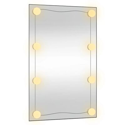 vidaXL Specchio da Parete con Luci LED 40x60 cm Vetro Rettangolare