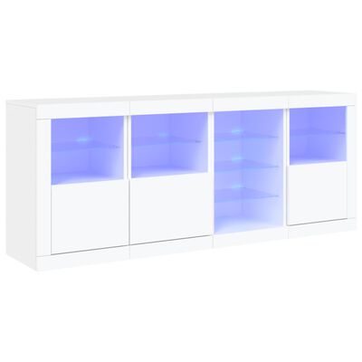 vidaXL Credenza con Luci LED Bianca 164x37x67 cm