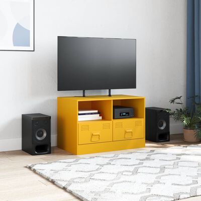 vidaXL Mobili TV 2 pz Giallo Senape 67x39x44 cm in Acciaio