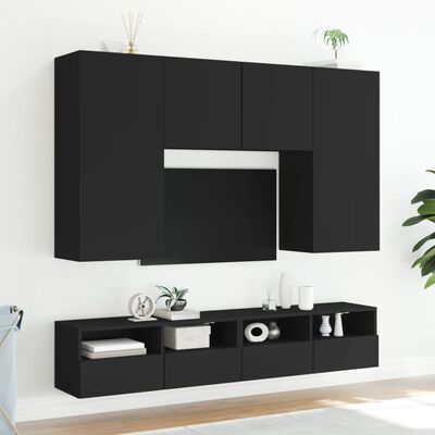 vidaXL Mobile TV a Parete Nero 100x30x30 cm in Legno Multistrato