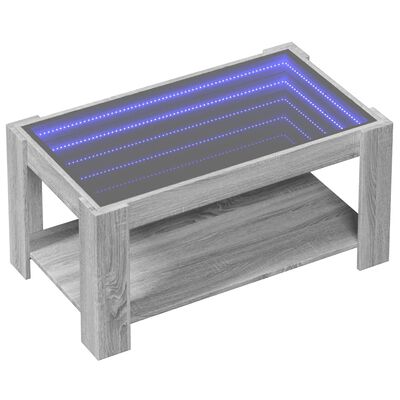 vidaXL Tavolino Salotto con LED Grigio Sonoma 93x53x45 cm Multistrato