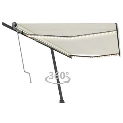 vidaXL Tenda Automatica con Sensore Vento e LED 500x300 cm Crema