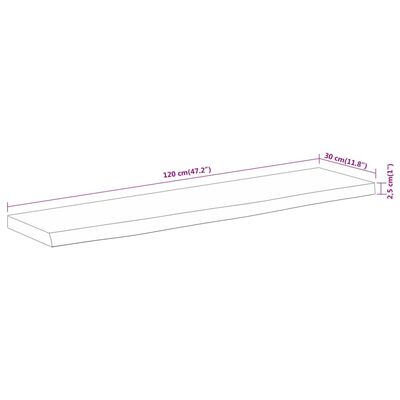 vidaXL Mensola Muro 120x30x2,5cm Rettangolare Legno Acacia Bordi Vivi