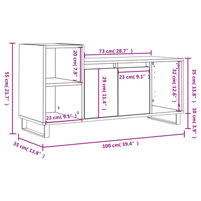 vidaXL Mobile Porta TV Nero 100x35x55 cm in Legno Multistrato