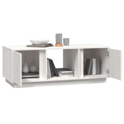 vidaXL Tavolino da Salotto Bianco 110x50x40 cm Legno Massello di Pino