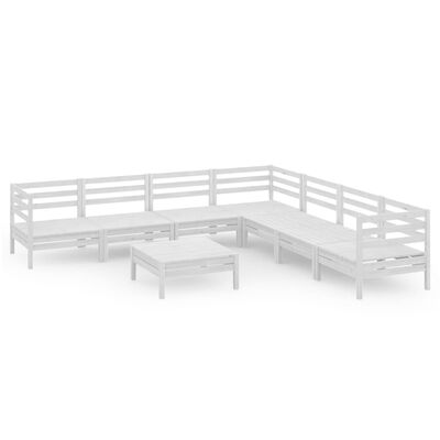 vidaXL Set Salotto da Giardino 8 pz in Legno Massello di Pino Bianco