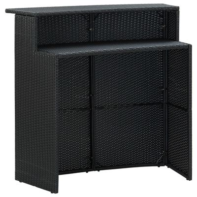 vidaXL Set Bar da Giardino 3 pz con Cuscini Polyrattan Nero