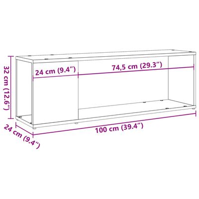 vidaXL Mobile Porta TV Legno Antico 100x24x32 cm in Legno Multistrato