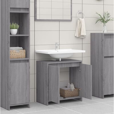 vidaXL Armadietto Bagno Grigio Sonoma 60x33x61 cm in Legno Multistrato