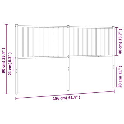 vidaXL Testiera in Metallo Bianco 150 cm