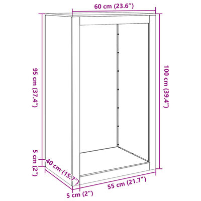 vidaXL Rastrelliera per Legna da Ardere Bianca 60x40x100 cm in Acciaio