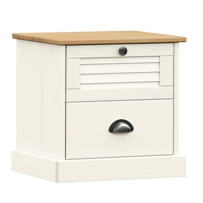 vidaXL Comodino VIGO Bianco 42x35x42 cm in Legno Massello di Pino