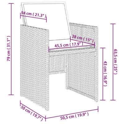 vidaXL Set da Pranzo da Giardino 11pz con Cuscini in Polyrattan Grigio