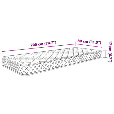 vidaXL Materasso Viscoelastico Bianco 80x200x17 cm