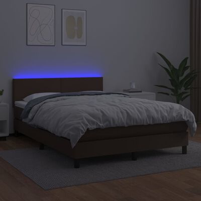 vidaXL Giroletto Molle con Materasso e LED Marrone 140x200 cm