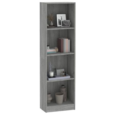 vidaXL Libreria 4 Ripiani Grigio Sonoma 40x24x143 cm Legno Multistrato