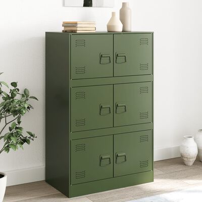 vidaXL Credenza Verde Oliva 67x39x107 cm in Acciaio