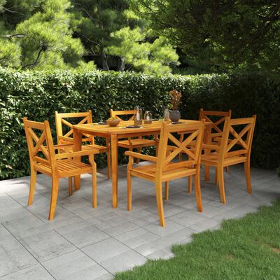 vidaXL Set da Pranzo per Giardino 7 pz in Legno Massello di Acacia