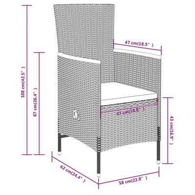 vidaXL Set da Pranzo da Giardino 7 pz con Cuscini Nero