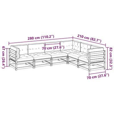 vidaXL Set Divani da Giardino 6pz con Cuscini Legno Impregnato di Pino