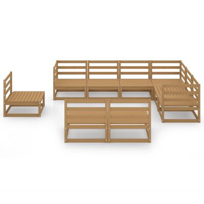 vidaXL Set Salotto da Giardino 9pz Marrone Ambra Legno Massello Pino