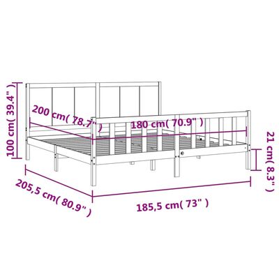 vidaXL Giroletto con Testiera Super King Size in Legno Massello