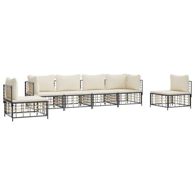 vidaXL Set Divani da Giardino 6 pz con Cuscini Antracite in Polyrattan