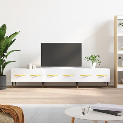 vidaXL Mobile Porta TV Bianco Lucido 150x36x30 cm in Legno Multistrato