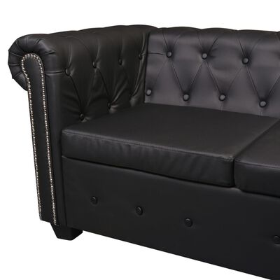 vidaXL Divano Angolare Chesterfield a 6 Posti Pelle Artificiale Nera