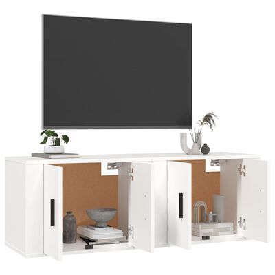 vidaXL Mobili Porta TV a Parete 2 pz Bianco 57x34,5x40 cm