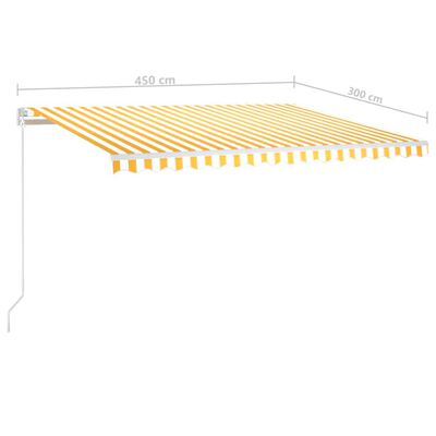vidaXL Tenda da Sole Retrattile Automatica Pali 4,5x3 m Gialla Bianca