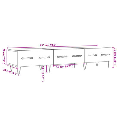 vidaXL Mobile Porta TV Bianco 150x36x30 cm in Legno Multistrato