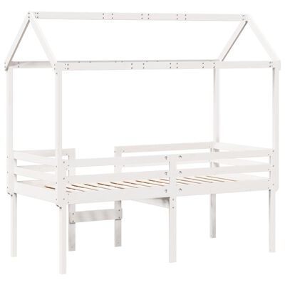 vidaXL Letto a Soppalco con Tetto Bianco 75x190 cm in Legno di Pino