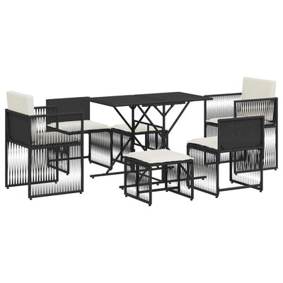 vidaXL Set da Pranzo da Giardino 7 pz Nero con Cuscini in Polyrattan