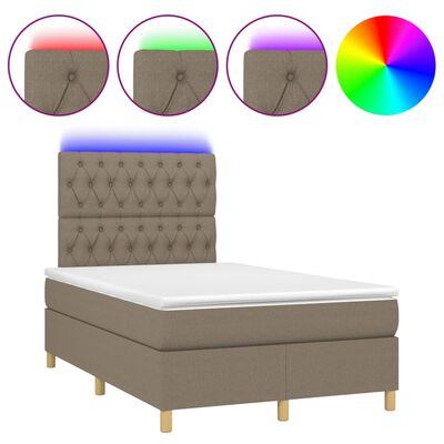 vidaXL Letto a Molle con Materasso e LED Tortora 120x190 cm in Tessuto