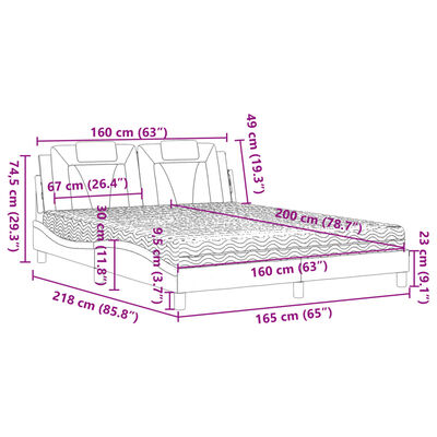 vidaXL Letto con Materasso Marrone 160x200cm in Similpelle