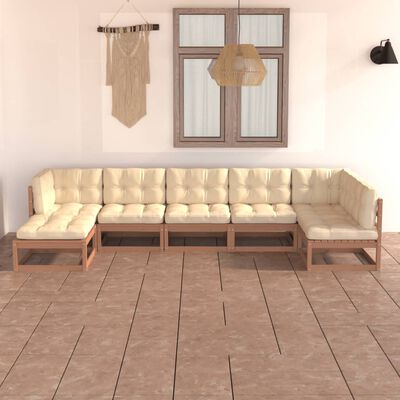 vidaXL Set Salotto Giardino 7 pz con Cuscini in Legno Massello di Pino