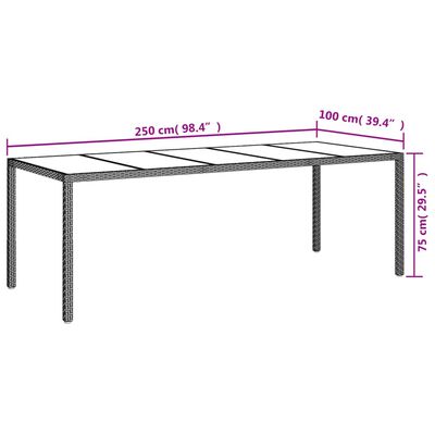 vidaXL Set da Pranzo da Giardino 9 pz con Cuscini Polyrattan e Vetro