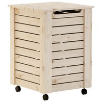 vidaXL Cesta Biancheria con Ruote RANA 45x45x64 cm Legno Massello Pino