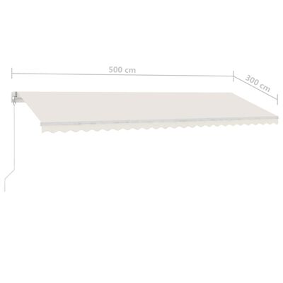 vidaXL Tenda da Sole Retrattile Manuale con LED 500x300 cm Crema