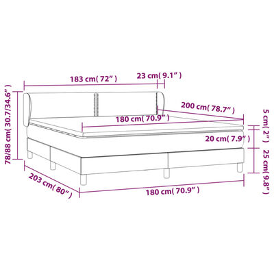 vidaXL Giroletto a Molle con Materasso Tortora 180x200 cm in Tessuto