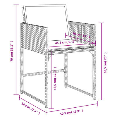 vidaXL Set da Pranzo da Giardino 7 pz Nero con Cuscini in Polyrattan