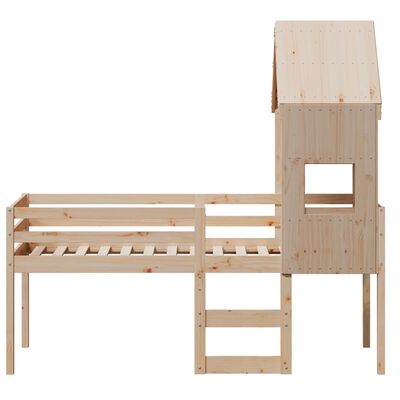 vidaXL Letto a Soppalco con Tetto 75x190 cm in Legno Massello di Pino