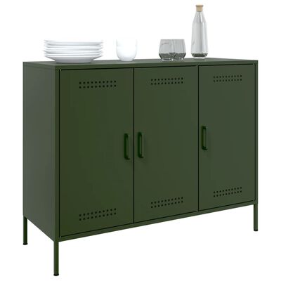 vidaXL Credenza Verde Oliva 100,5x39x79 cm in Acciaio