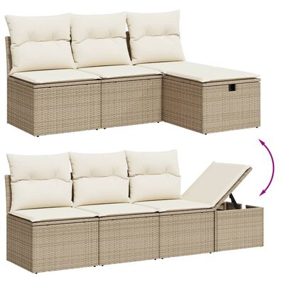 vidaXL Set Divani da Giardino 7 pz con Cuscini Beige in Polyrattan