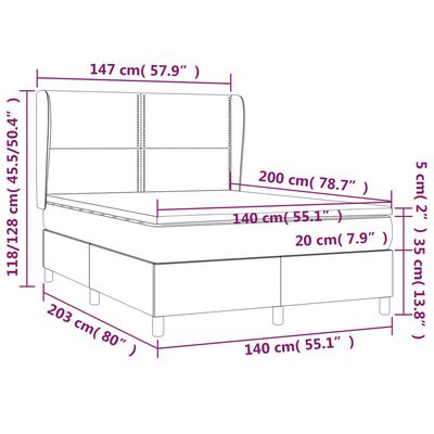 vidaXL Giroletto a Molle con Materasso Cappuccino 140x200cm Similpelle