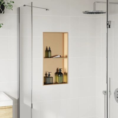 vidaXL Nicchia per Doccia Oro Spazzolato 32x62x9cm in Acciaio Inox